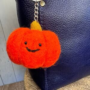 Pumpkin Bag Charm Fun Felted Wool Purse Charm NEW Bright Orange Accessories NEW!
